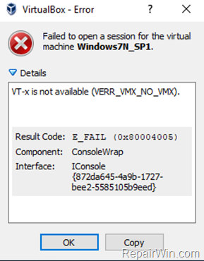 FIX: VirtualBox Error VT-x is not available in Windows 10 (Solved)