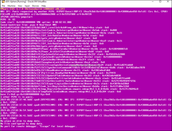 FIX PSOD: VMWare ESXi NMI IPI Panic requested by another PCPU  in VirtualBox