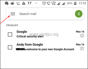change gmail password android