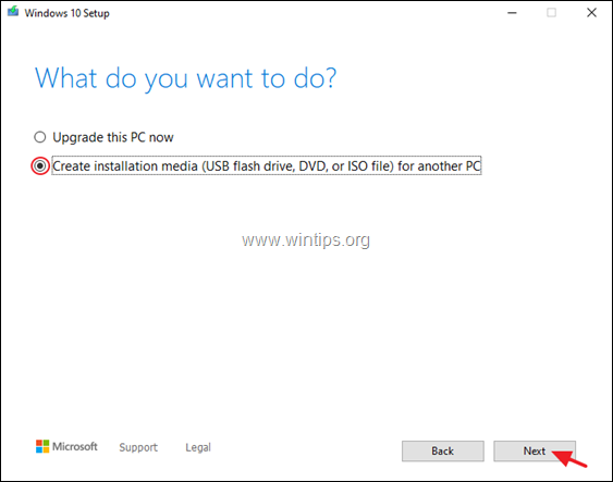 Create installation media for another PC 