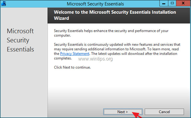install microsoft security essentials server 2012