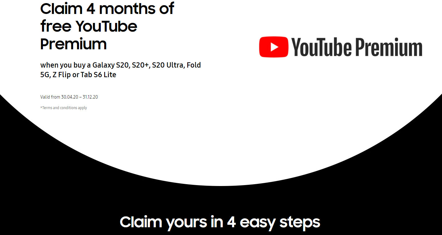 youtube-premium-free-for-4-months-samsung-galaxy-s20-series