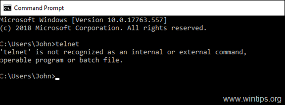 FIX Telnet is not recognized as an internal or external command - Windows 10