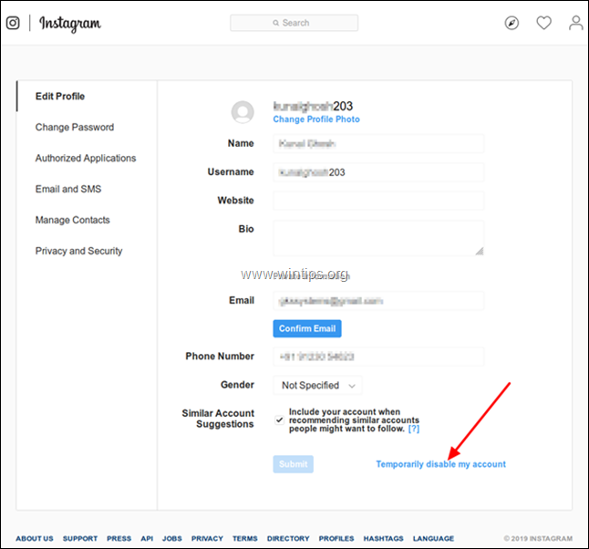 How to Disable your Instagram Account