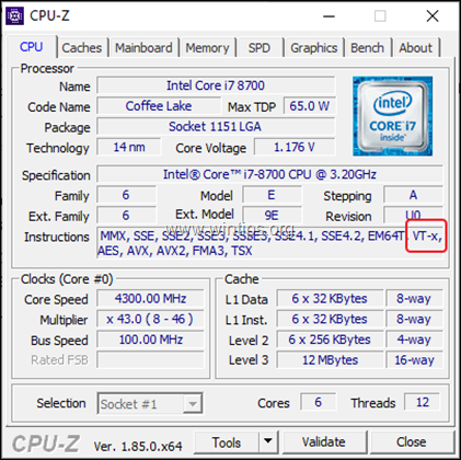 CPU Z VT-x Support