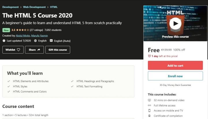 [expired]-udemy-giveaway:-the-html-5-course-2020