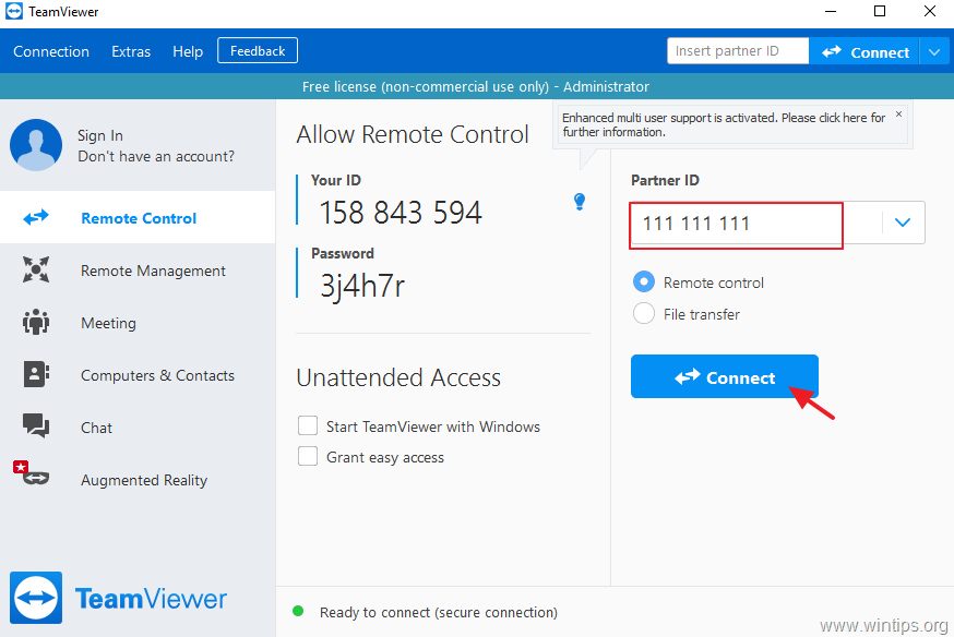 teamviewer unattended access keep password