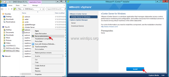 How to install vCenter Server 6.7 on Windows.
