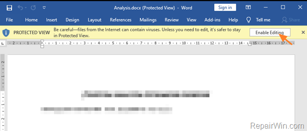 How to Remove Protected View Notification in Word-Excel