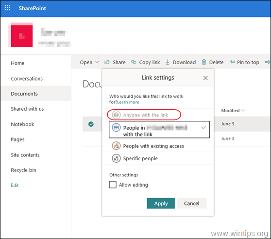 FIX: "Anyone with the link" Sharing Option is Greyed Out in SharePoint 