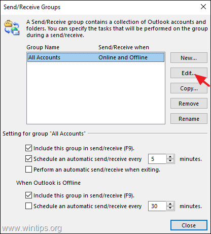 Outlook Send/Receive Options