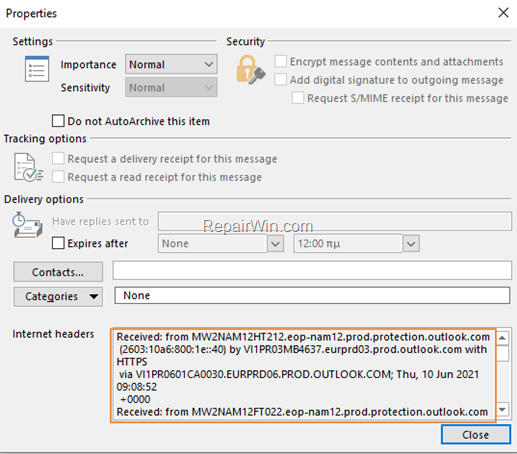 how-to-view-message-headers-without-opening-the-email-message-in-outlook-2016/2019.