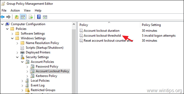 Disable Account lockout threshold