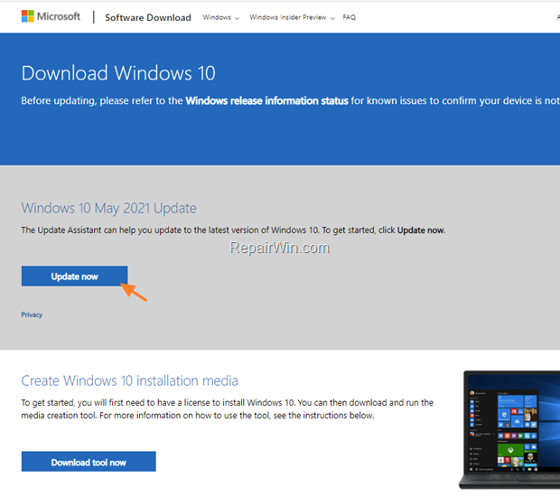 Download Windows 10 21H1 