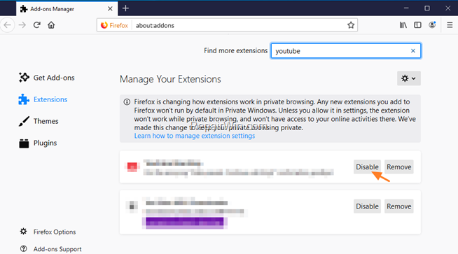 Manage Firefox Extensions