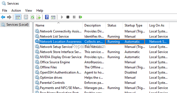 Network Services - Windows 10