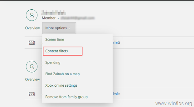 Family Options - Content Filters