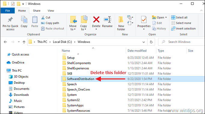 Delete Windows Update Store folder