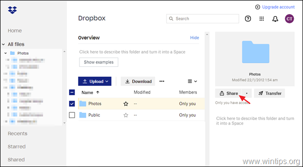 share large files dropbox