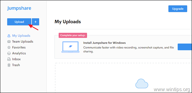 Upload large files jumpshare