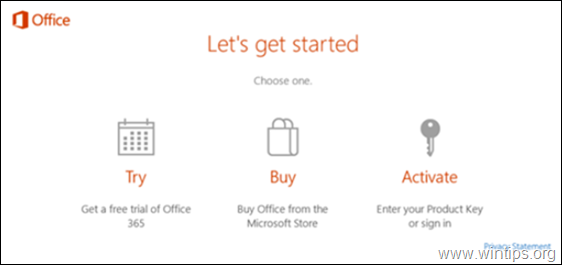 Remove Let's get started screen in Office