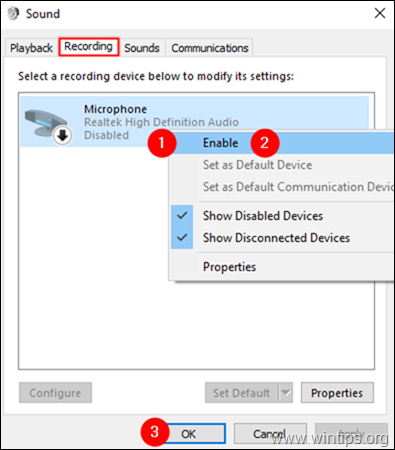 enable microphone device