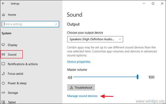 Manage Sound Devices Windows 10