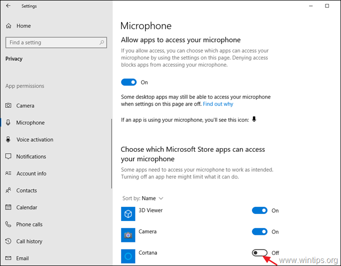 Disallow apps to use microphone