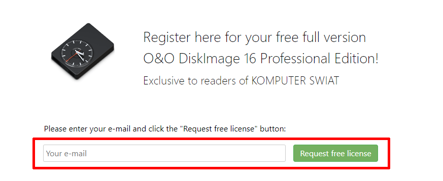 Free license O&O DiskImage 16 Pro