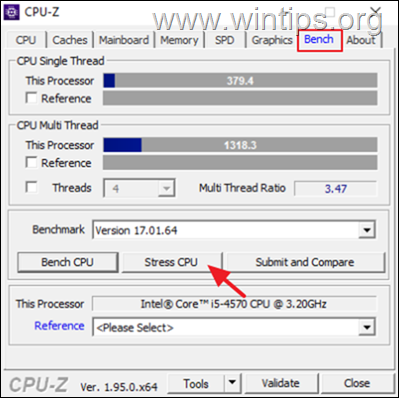 Stress CPU with CPU-Z