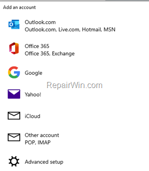 Setup Windows 10 Mail