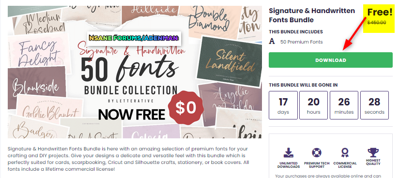 signature-&-handwritten-fonts-bundle-–-free-lifetime-commercial-license