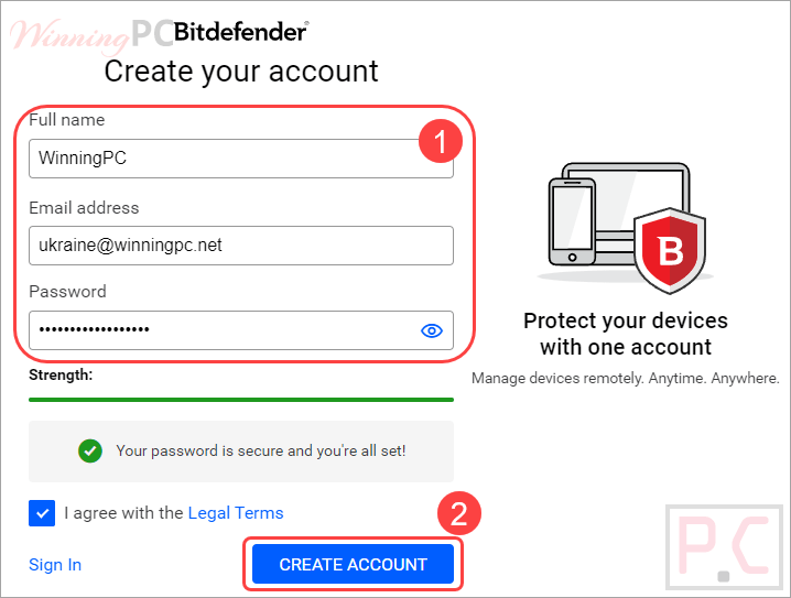 Bitdefender Premium Security Create Account
