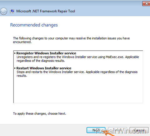 Microsoft NET Framework Repair Tool