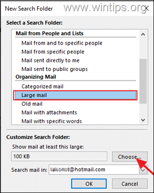 Rmove Large mail in Outlook