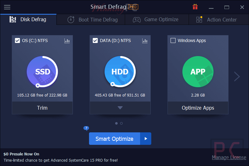 Iobit Smart Defrag Pro Giveaway Screenshot