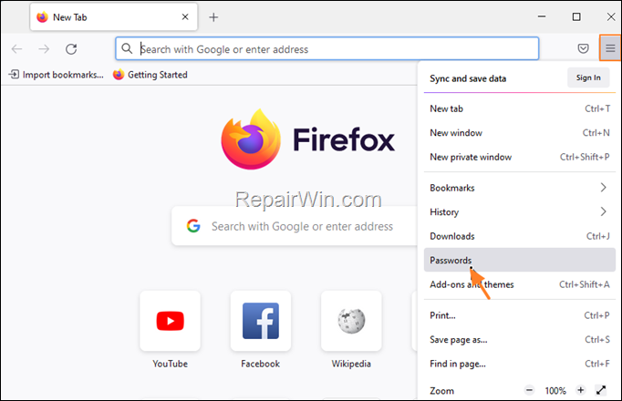 Clear Firefox Passwords