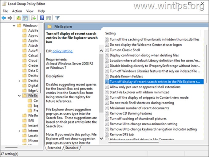 disable web search suggestions group policy