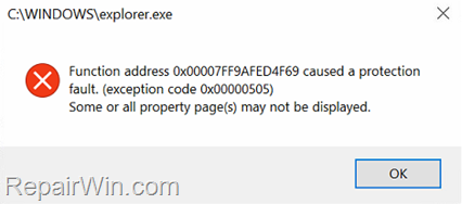 FIX Function address caused a protection fault in Printer Properties (0x00000505).