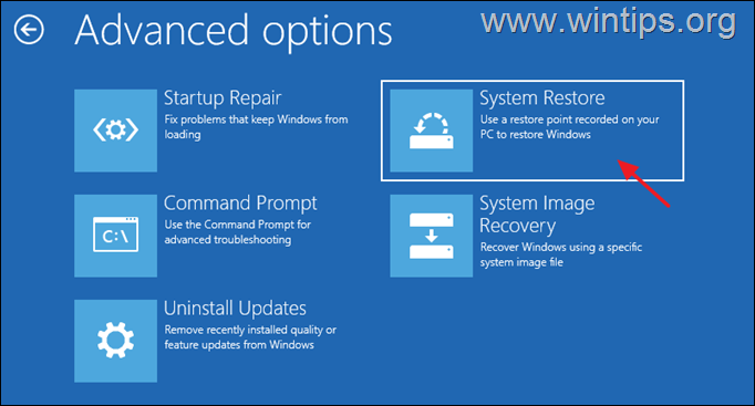 repair Windows 10 with System Restore