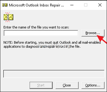 scanpst.exe repair outlook PST file