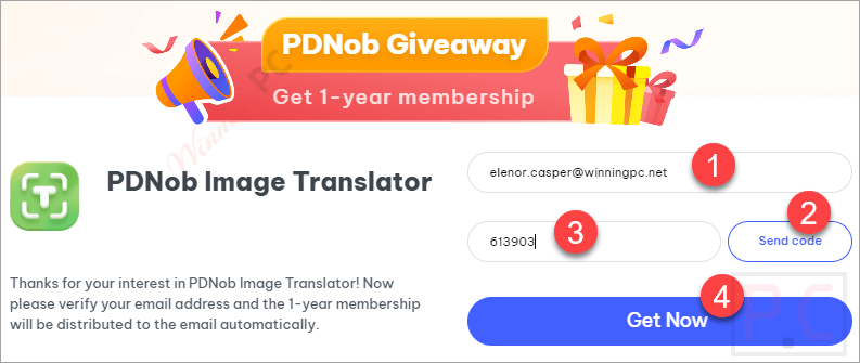Pdnob Image Translator Giveaway Page