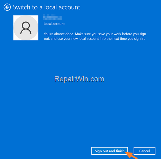 switch to local account windows 11