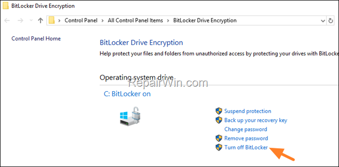 remove bitlocker encryption