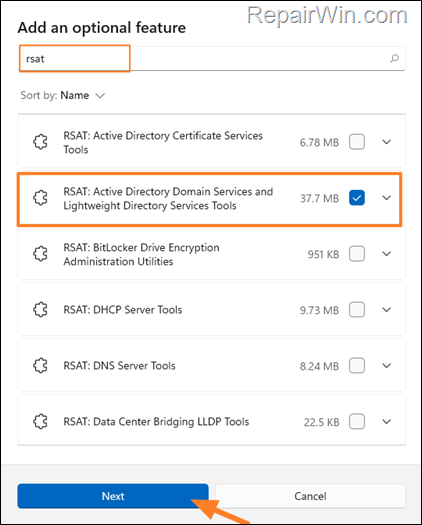 RSAT Active Directory Domain Services and Lightweight Directory Tools