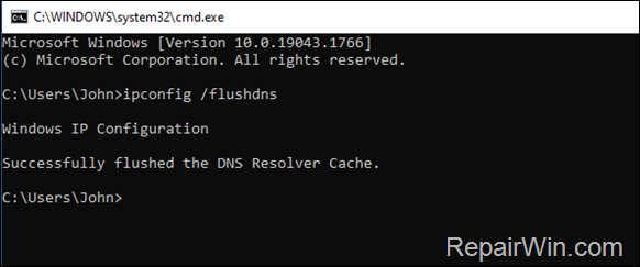 How to flush dns cache from command prompt