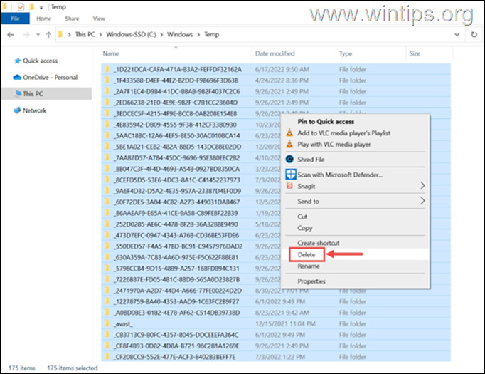 Delete Windows Temporary files