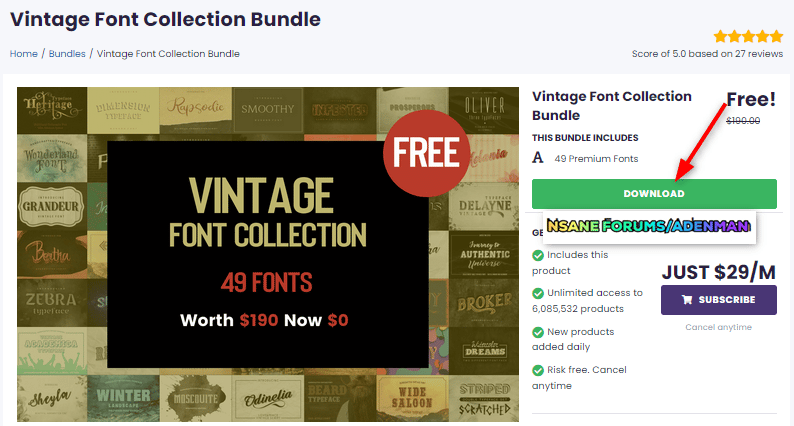 [expired]-vintage-font-collection-bundle-–-49-premium-fonts