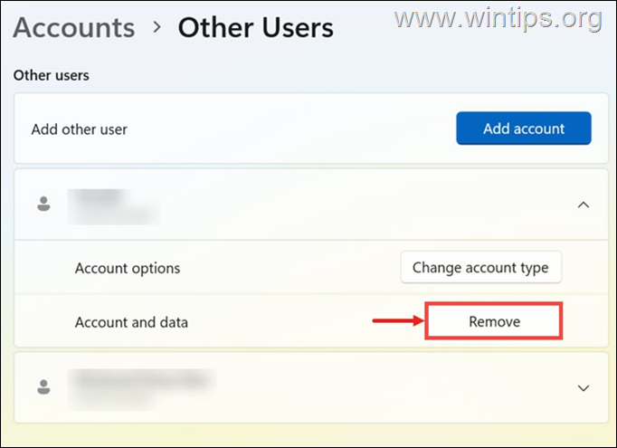 Windows 11 - Remove account and data