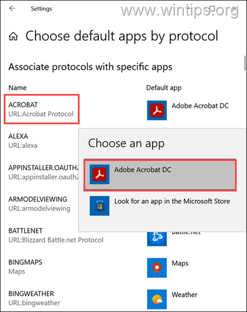 change default apps by protocol windows 11